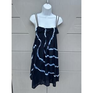 Planet Blue I Can 2 Tank Empire Waist Dress Blue Tie Dye Leather Straps Med Y2K